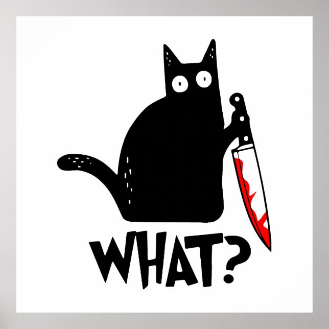 Murderous Cat With Knife Poster (Front)