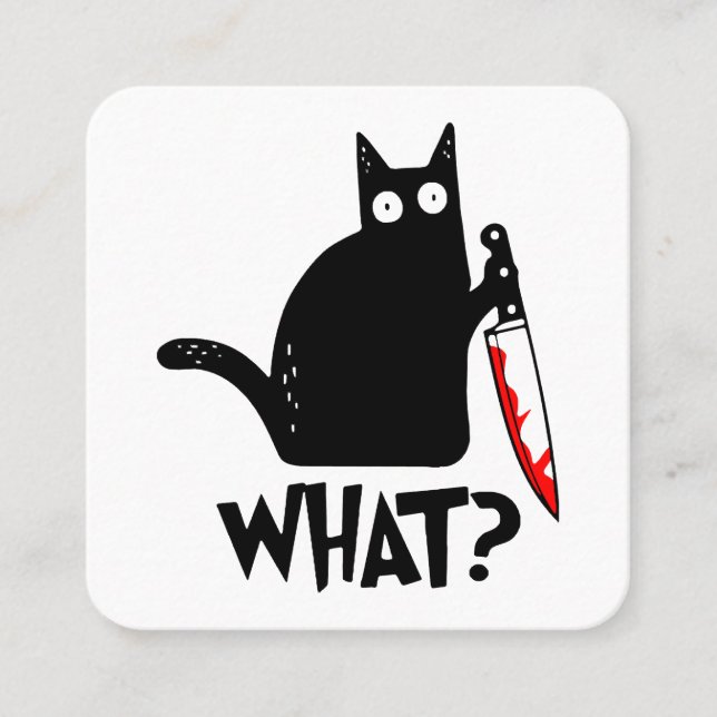Murderous Cat With Knife Square Business Card (Front)