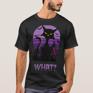 Murderous Cat with Knife What Halloween Cat   Blac T-Shirt