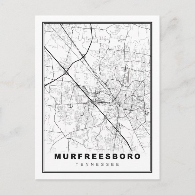 Murfreesboro Map Postcard (Front)