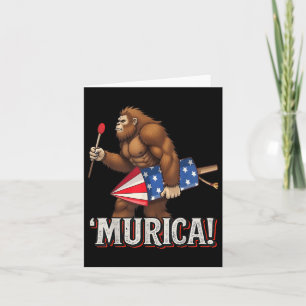 Murica Bigfoot 4th Of July American Flag Sasquatch Card