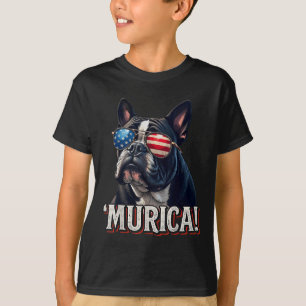 Murica Bulldog 4th Of July American Flag Patriotic T-Shirt