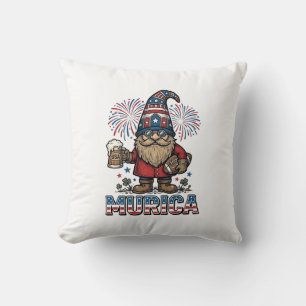 Murica Patriotic Gnome Beer Vintage Shirt Design_1 Cushion