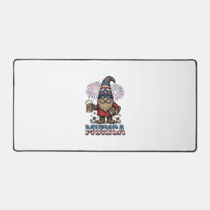 Murica Patriotic Gnome Beer Vintage Shirt Design_1 Desk Mat