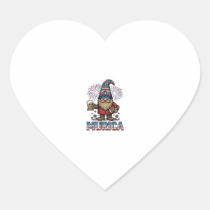 Murica Patriotic Gnome Beer Vintage Shirt Design_1 Heart Sticker