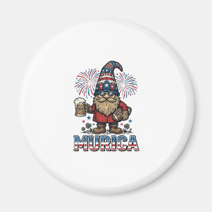 Murica Patriotic Gnome Beer Vintage Shirt Design_1 Magnet