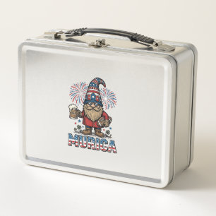 Murica Patriotic Gnome Beer Vintage Shirt Design_1 Metal Lunch Box