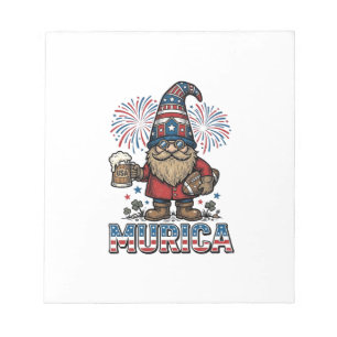 Murica Patriotic Gnome Beer Vintage Shirt Design_1 Notepad