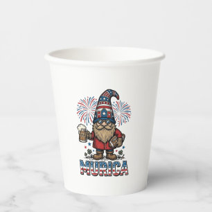 Murica Patriotic Gnome Beer Vintage Shirt Design_1 Paper Cups