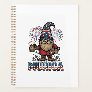 Murica Patriotic Gnome Beer Vintage Shirt Design_1 Planner