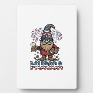 Murica Patriotic Gnome Beer Vintage Shirt Design_1 Plaque