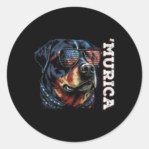 Murica Patriotic Rottweiler 4th Of July Dog Classic Round Sticker