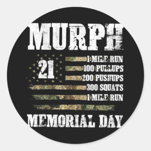 Murph 2023 memorial day workout patriotic hero wod classic round sticker