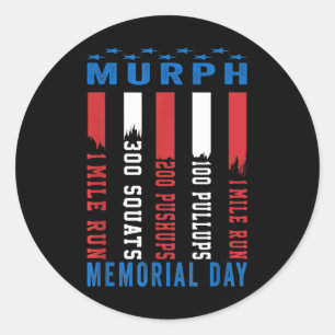 Murph Challenge American Memorial Day Workout Classic Round Sticker