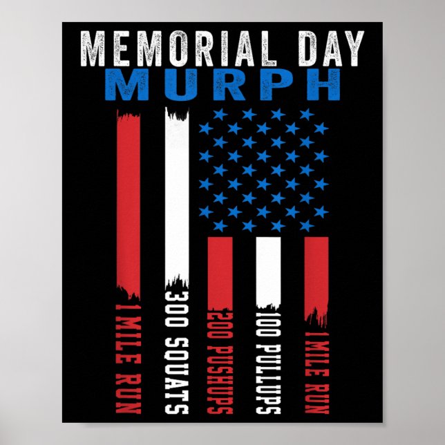 Murph Challenge American Memorial Day Workout Gym Poster (Front)
