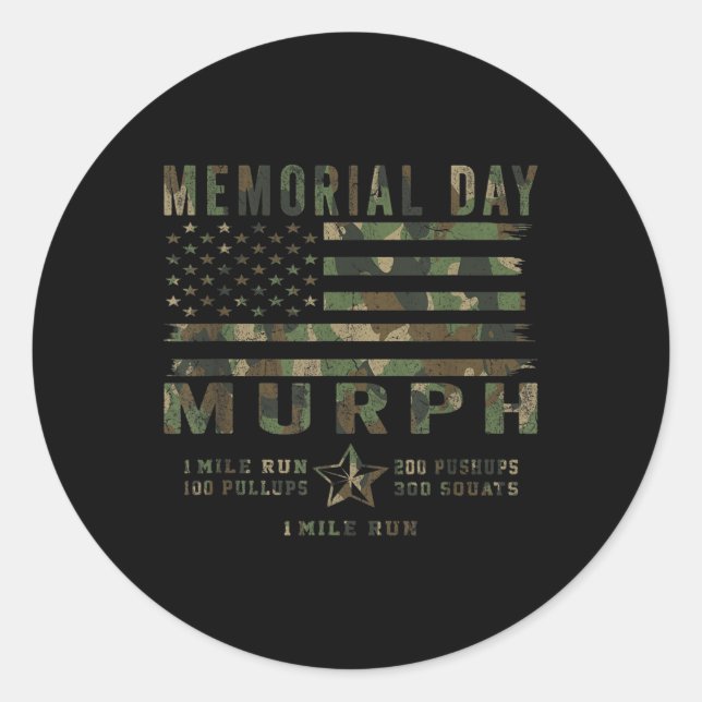 Murph Challenge Memorial Day Workout Gym Us Classic Round Sticker (Front)