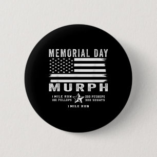 Murph Challenge Memorial Day Workout Gym Us Flag 6 Cm Round Badge