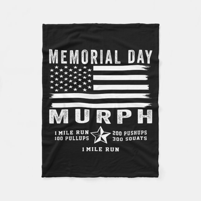 Murph challenge memorial day workout gym us flag M Fleece Blanket (Front)