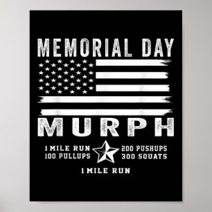 Murph Challenge Memorial Day Workout Gym Us Flag Poster