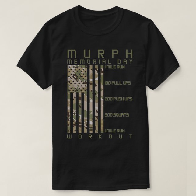 Murph Memorial Day Workout WOD Cam Multi Camo Flag T-Shirt (Design Front)