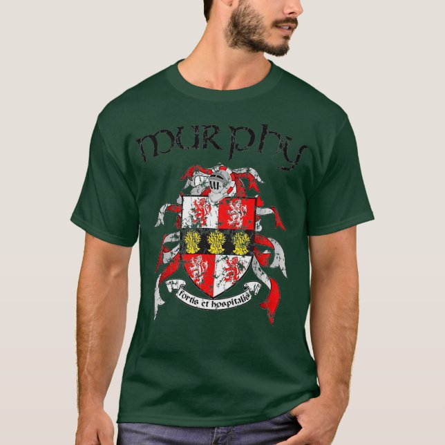 Murphy Family Crest Coat of Arms  Surname Gifts T-Shirt (Front)