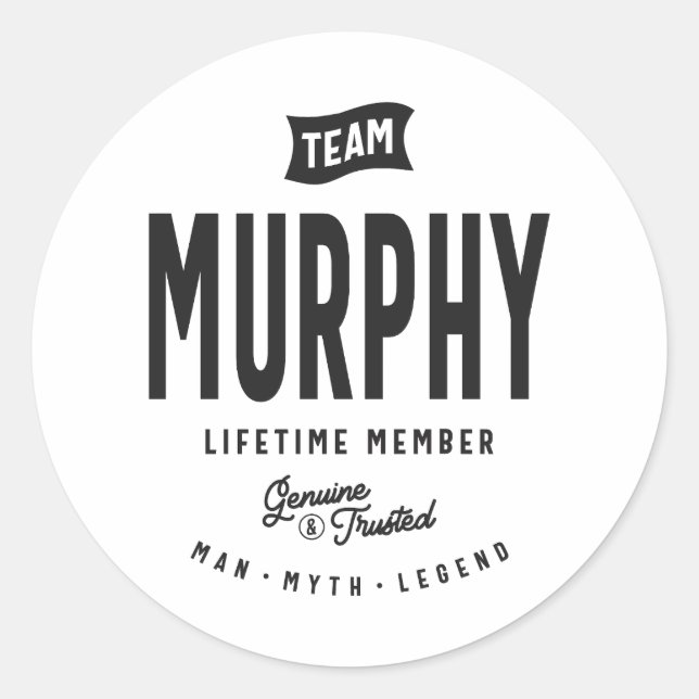 Murphy Lifetime Member Personalised Name Murphy Classic Round Sticker (Front)