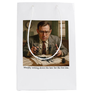 Murphy writing down his law for the first time. medium gift bag