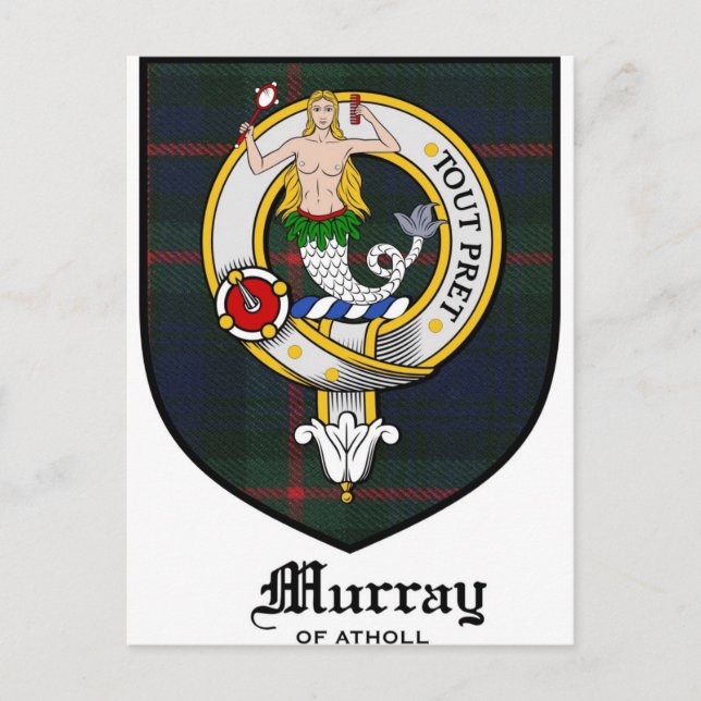 Murray Clan Crest Badge Tartan Postcard (Front)