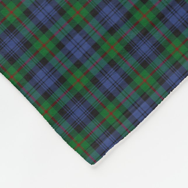 Murray Clan Green and Royal Blue Tartan Fleece Blanket (Corner)