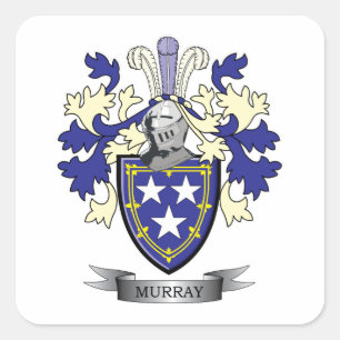 Murray Family Crest Coat of Arms Square Sticker