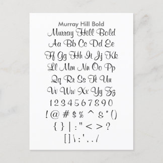 Murray Hill Bold - Zazzle Font Sampler Sheet Postcard