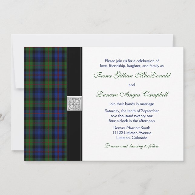Murray of Atholl Tartan Wedding Invitation (Front)
