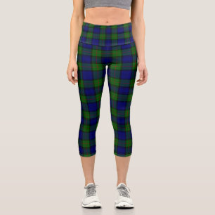 Murray tartan blue green plaid capri leggings
