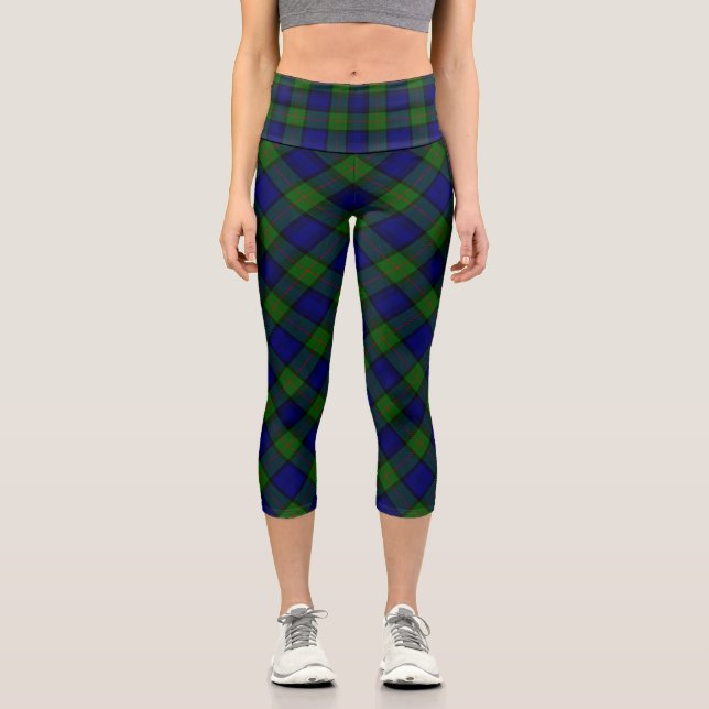 Murray tartan blue green plaid capri leggings (Front)