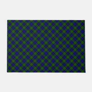 Murray tartan blue green plaid doormat