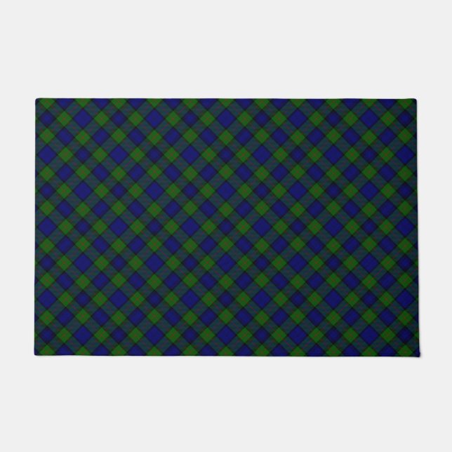 Murray tartan blue green plaid doormat (Front)