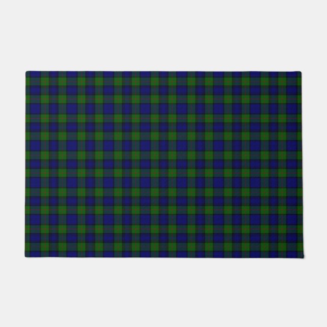 Murray tartan blue green plaid doormat (Front)