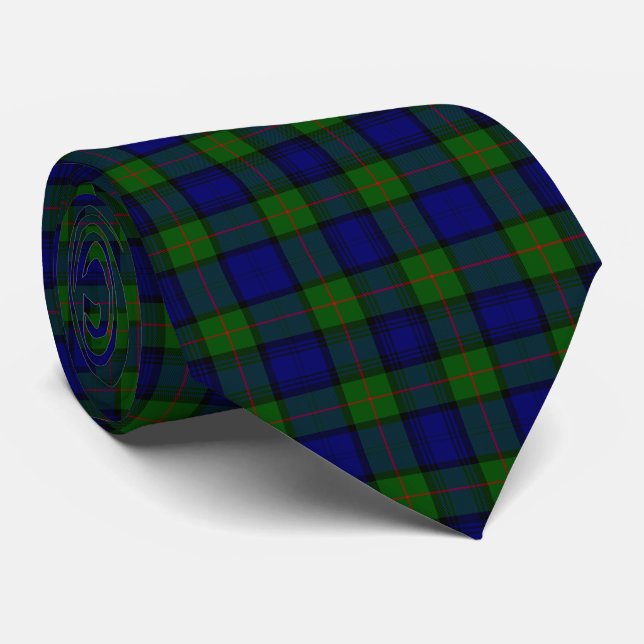 Murray tartan blue green plaid tie (Rolled)