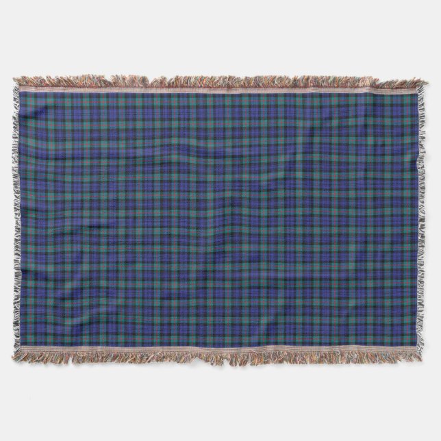 Murray Turquoise and Royal Blue Tartan Throw Blanket (Front)