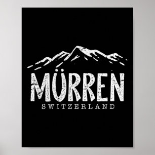 Murren Switzerland Mountains Swiss Skier Skiing Di Poster
