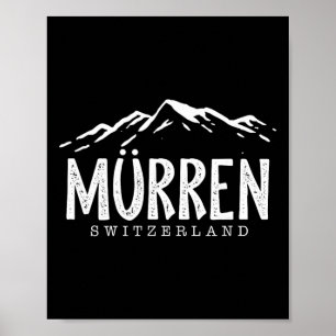 Murren Switzerland Mountains Swiss Skier Skiing Poster
