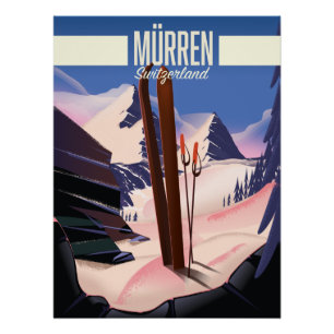 Murren Switzerland ski poster art print.