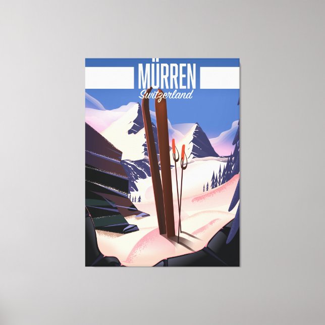Murren Switzerland ski poster art print. Canvas Print (Front)