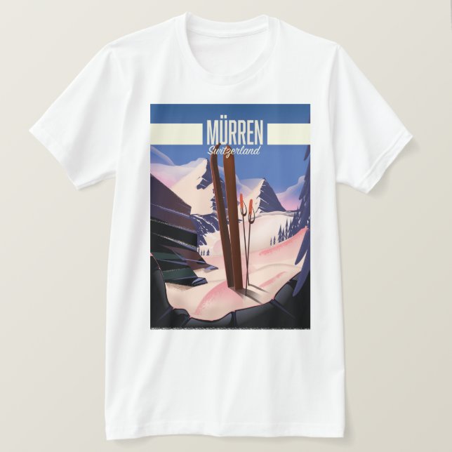 Murren Switzerland ski poster art print. T-Shirt (Design Front)