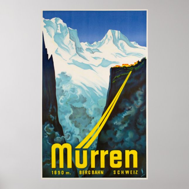 Murren Switzerland Vintage Travel Poster (Front)