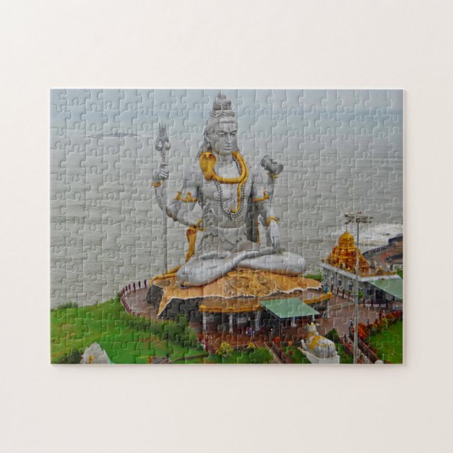Murudeshwar Arabian sea Karnataka Gopuram Konkan. Jigsaw Puzzle (Horizontal)