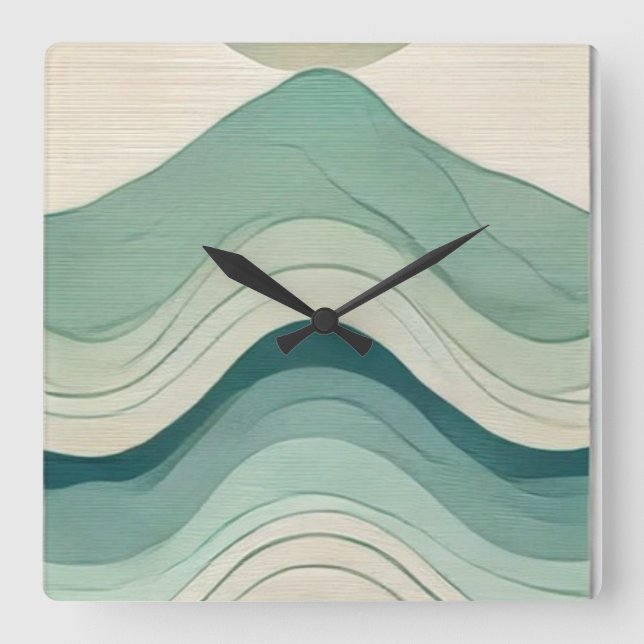 Murugi Home & Decor Whimsical Flow Square Acrylic  Wall Clock (Front)