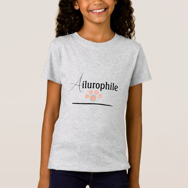 Murugi Wear Ailurophile Girls' Fine Jersey T-Shirt (Front)
