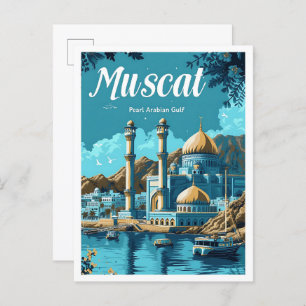 Muscat Oman Artistic Travel Illustration Postcard