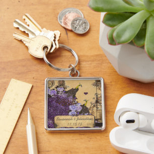 Muscial Vintage Eggplant Peacock Key Chain